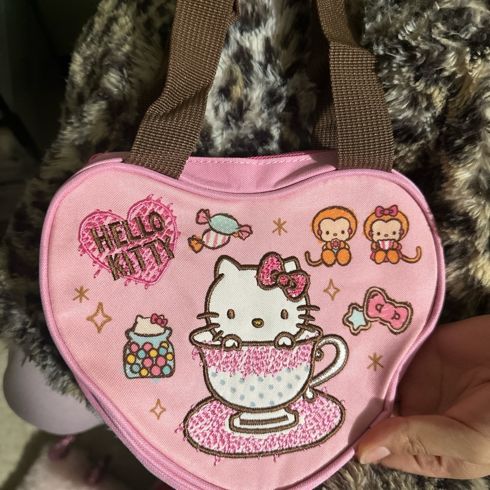Hello Kitty Pink Heart Bag with Brown Straps